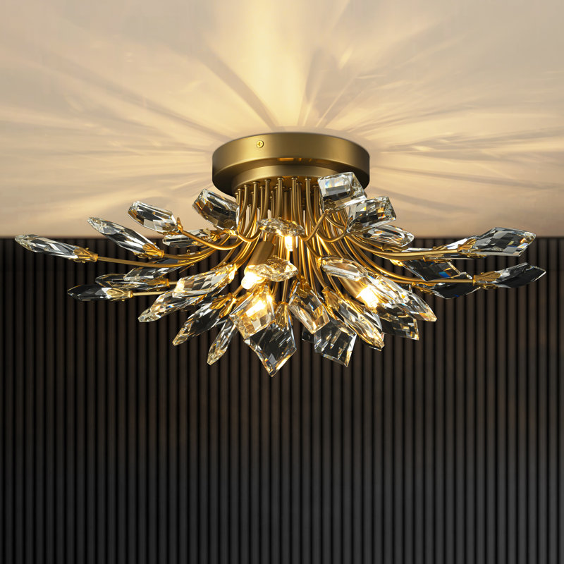 Kaianna 4 - Light Dimmable Unique/Statement Sputnik Flush Mount with Crystal Accents, Brushed Gold