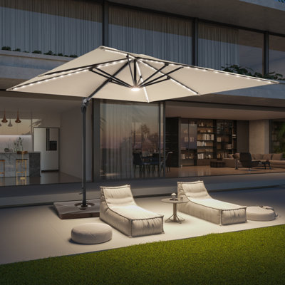 Parasol en porte-à-faux carré éclairé 120 po Rockel