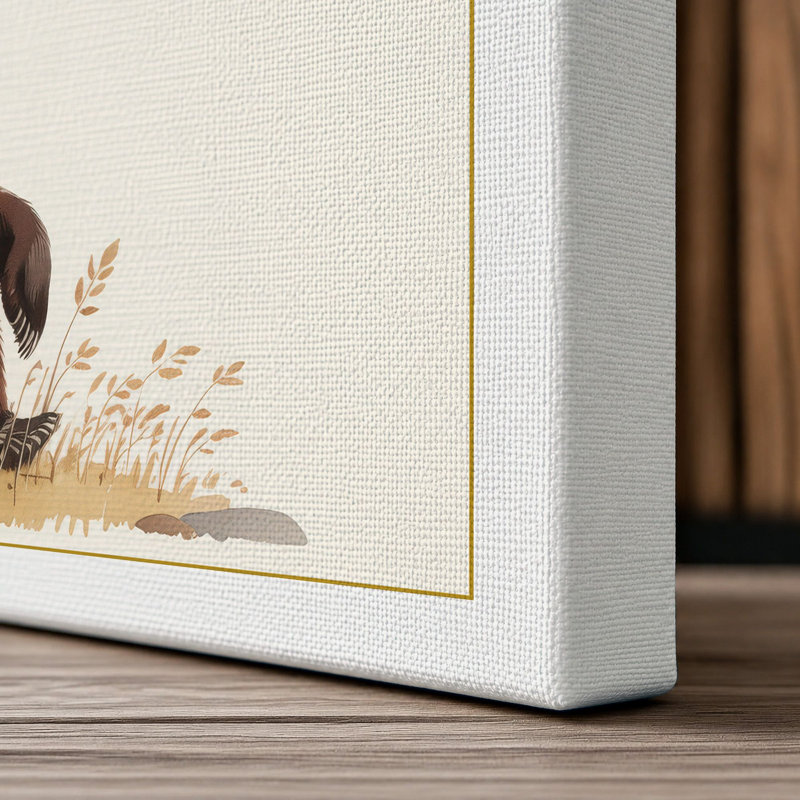 Bear And Black Bird Rustic - Print, 24x16 - 61.0 x 40.6 cm, White Border