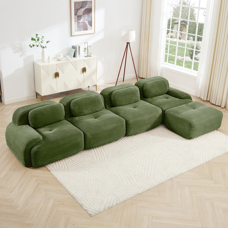 4 sièges en forme de L en forme d'olive avec une éponge de 32 po de hauteur, un design antidérapant et un repose-pieds incurvé pour le salon 4 sièges, structure
