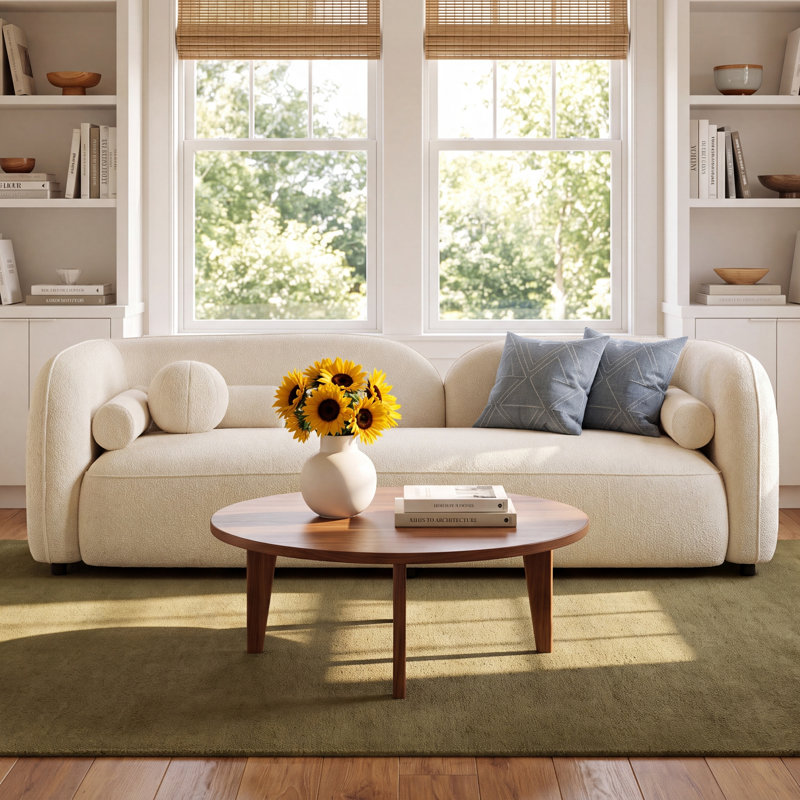 Katrien Upholstered 93'' Sofa, Ivory Boucle