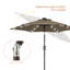 Parasol de marché extérieur Scheibe 7,5 pi à DEL avec inclinaison par bouton-poussoir, parasol tout temps pour terrasse, cour ou jardin.-203536015