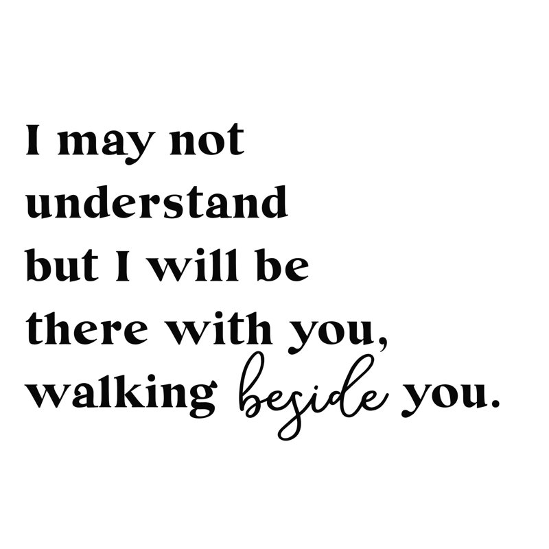 «I May Not Comprand But I Will Walk Beside You», H 24 po x l 36 po