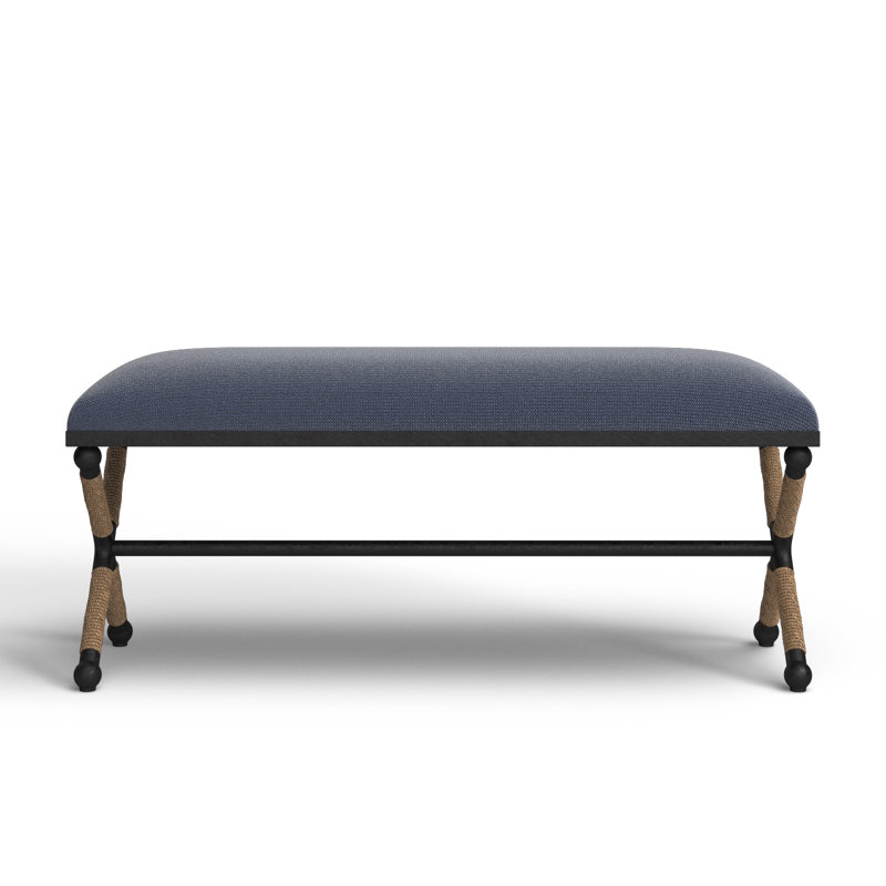 Milana Cotton Upholstered Bench, Navy