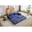 Lit de compression bleu foncé, convertible 2 places au sol avec cadre à forme fixe, tissu chenille, modulaire à monter soi-même pour petits espaces, lit sans ossature pour appartements