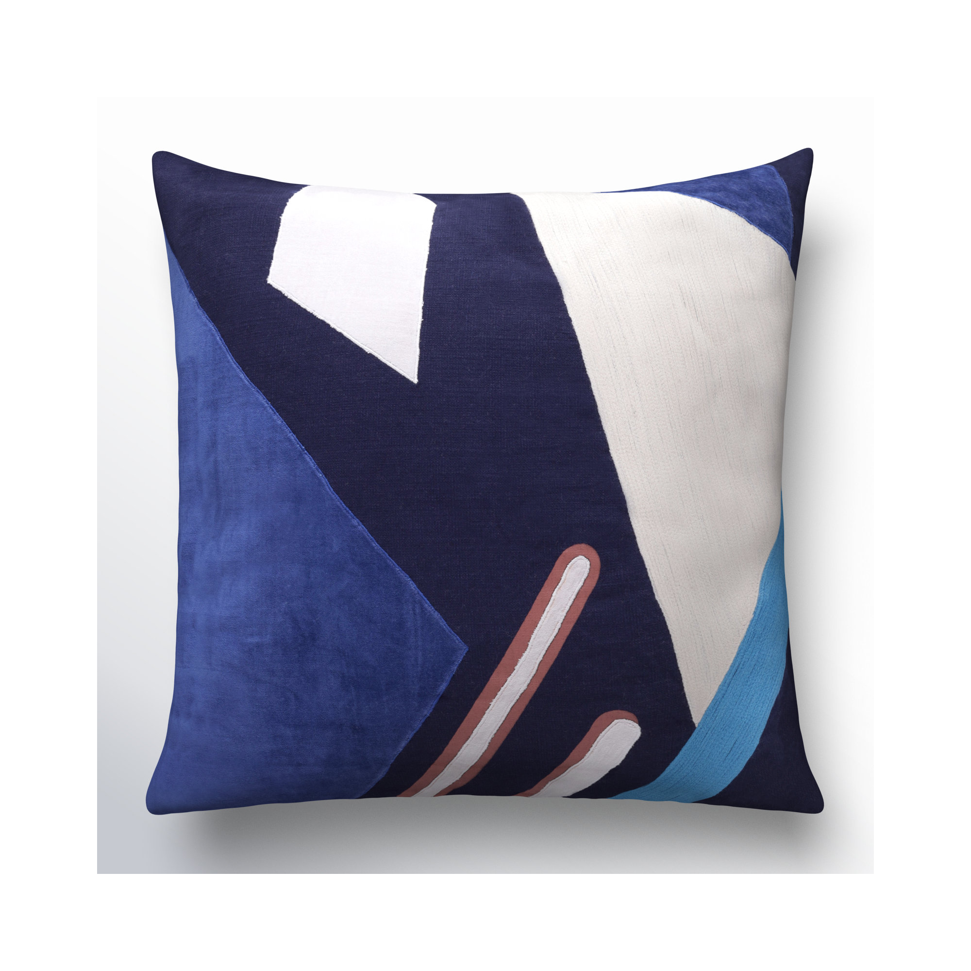 Astri Modern Patchwork Handmade Cotton Decorative Throw Pillow, Square 18", Polyester, Blue/Multicolor