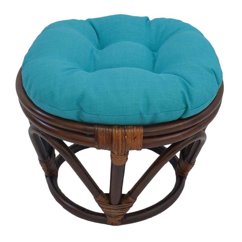 Outdoor 4'' Ottoman Seat Cushion, Aqua Blue