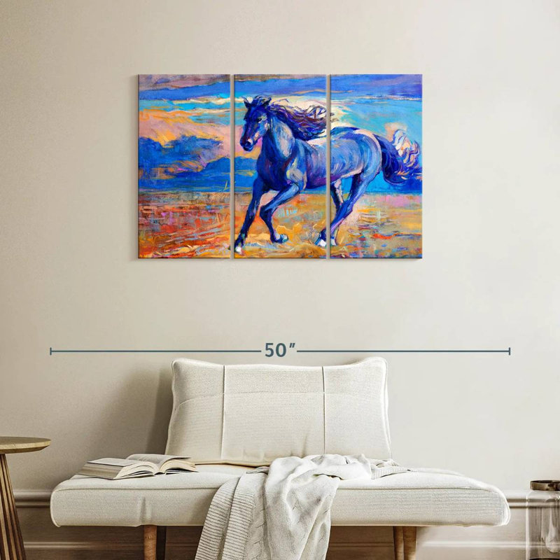 Cheval bleu, H 24 po x l 38 po