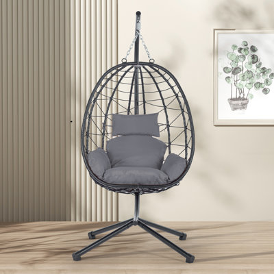 Fauteuil à œufs avec support Balancelle d'extérieur pour l'extérieur en osier