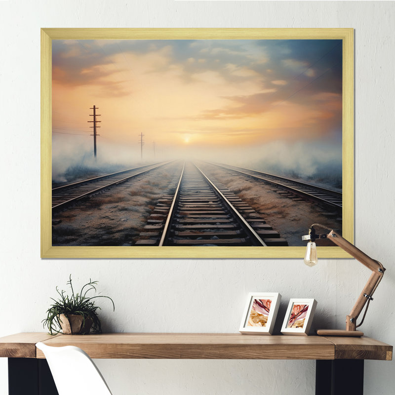 Scullin Train Transcendent Traces sur toile, H 30 po x l 40 po x P 1,5 po, Encadrement doré