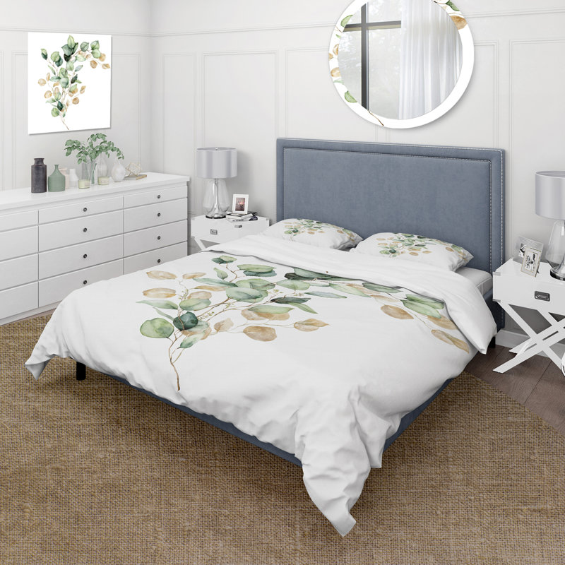 Green Bouquet of Eucalyptus II - Ensemble de housse de couette traditionnel - Microfibre de polyester
