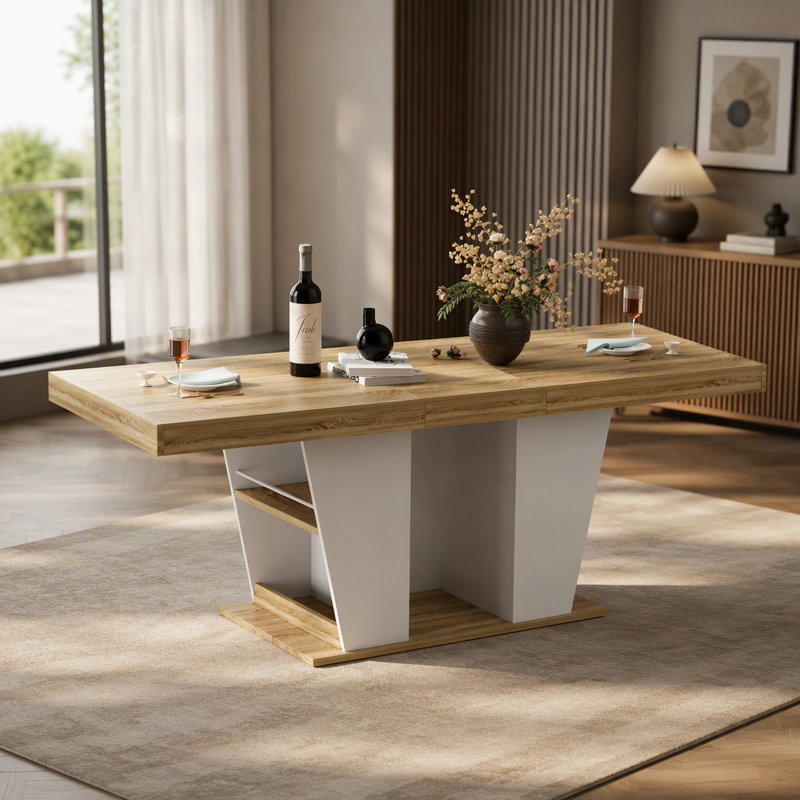 Table de salle à manger, Natural+White