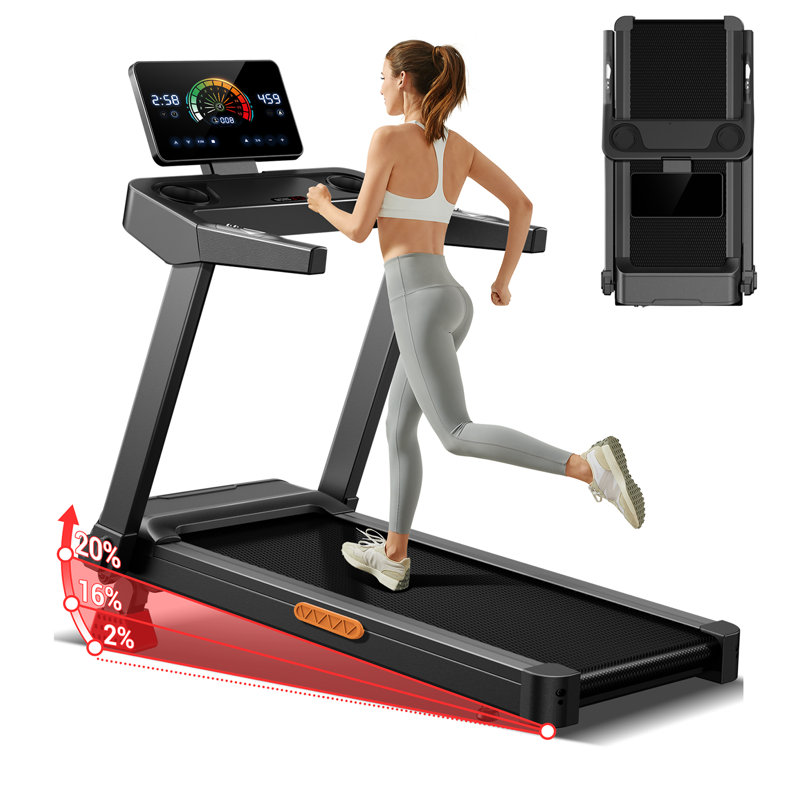 UMAY 4-in-1 Foldable Treadmill with 20% Incline, 181 kg Weight Capacity, Portable Running Machine for Home & Office with Handle