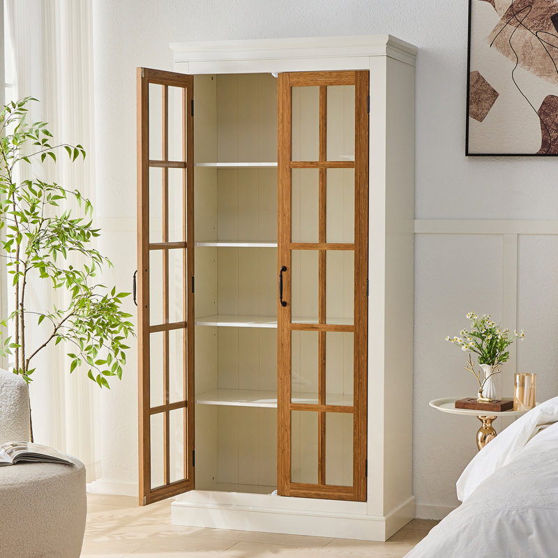 Deans avec 2 portes en verre, Brown+Cream White