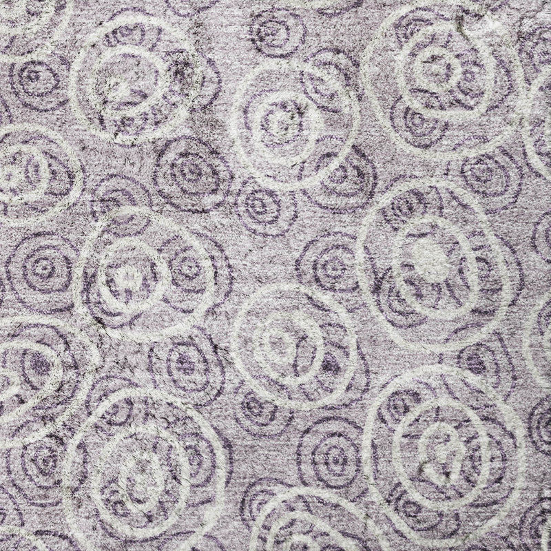 Tapis Dream Shag ADS728 à cercles, lavable à la machine de qualité supérieure, Lavender, 10' x 14'