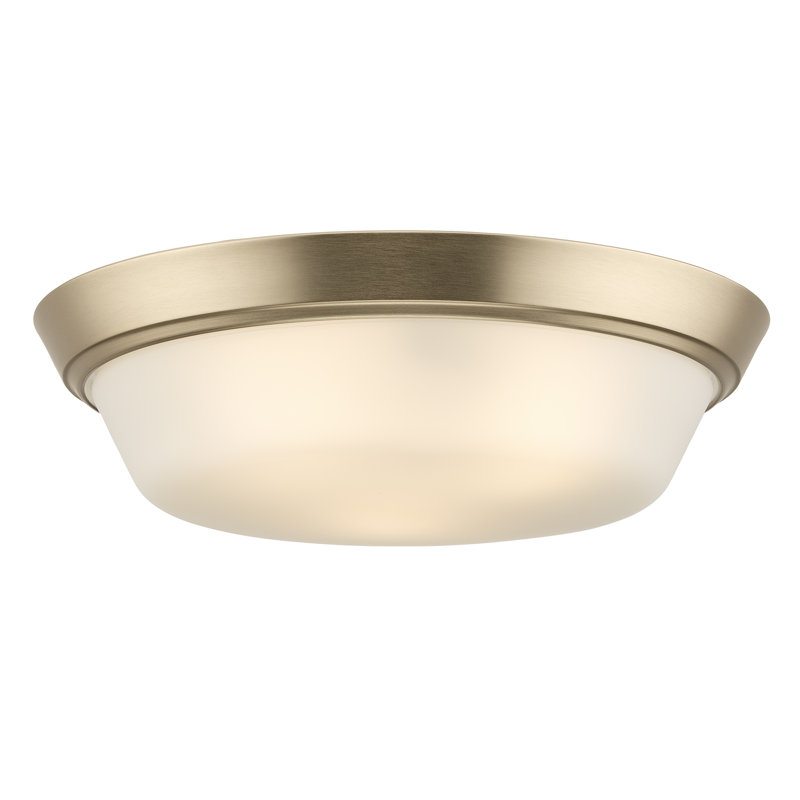 Plafonnier encastré Edessa avec verre satiné gravé, Bronze, H 4,5 po x l 16 po x P 16 po, Trois lumières