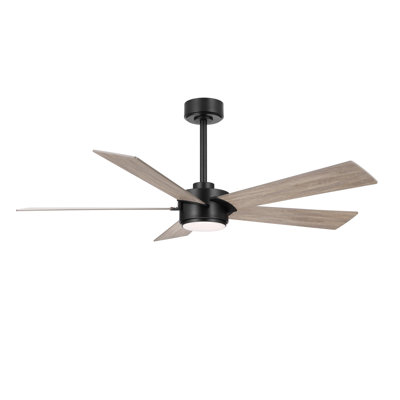 5 Blades Indoor Ceiling Fan Dimmable LED Light Kit And Remote , 6-Speed Noiseless Reversible DC Motor