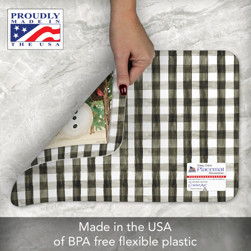 Plaid Snowmen Reversible Plastic Holiday Placemats Set of 4