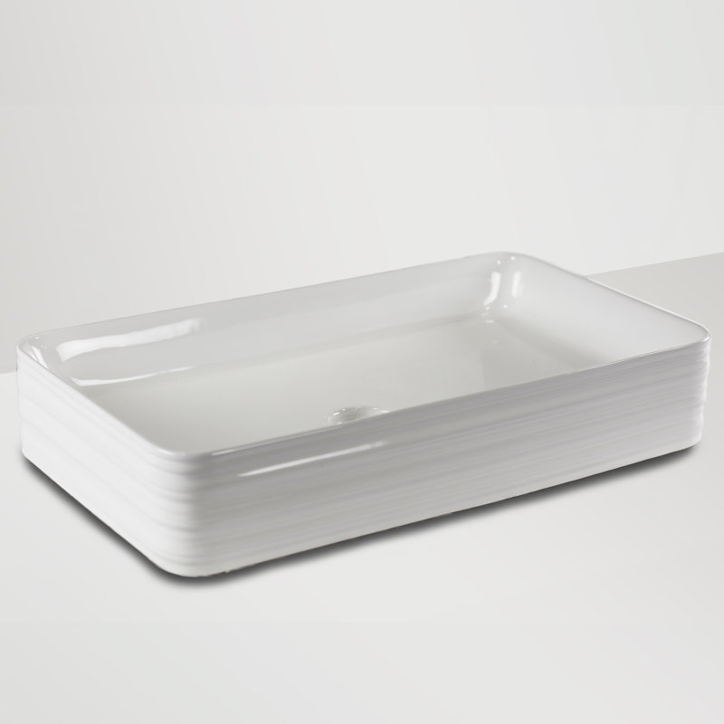 Lavabo de salle de bain rectangulaire en porcelaine vitreuse vio