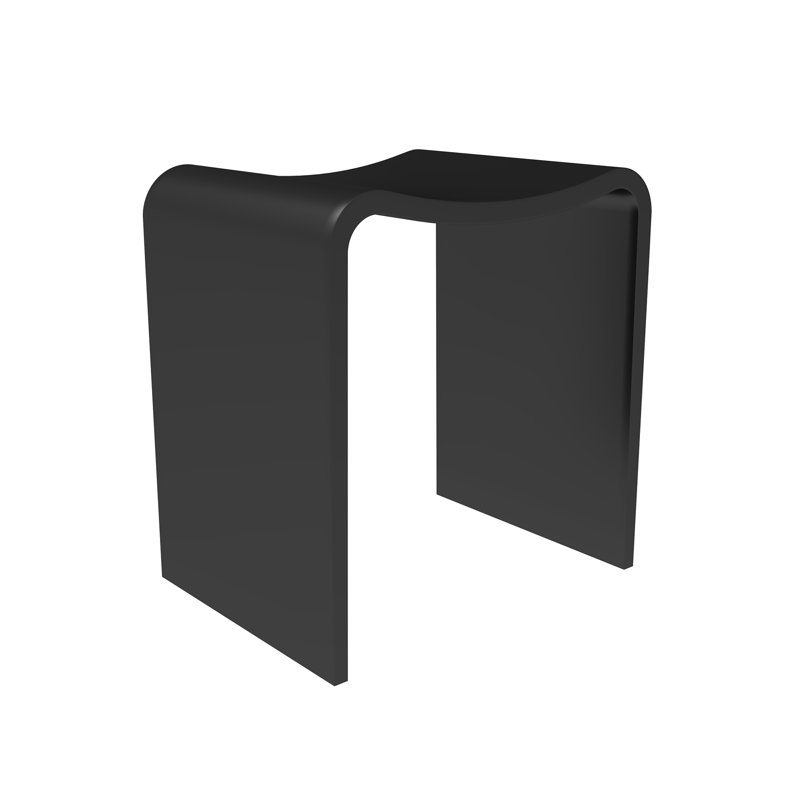 Bevis 15.7 in. x 11.8 in. Solid Surface Shower Stool in Matte Black, Matte Black