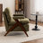 Mid Century Upholstered Arm Accent Chair with Solid Wood Legs-105580546