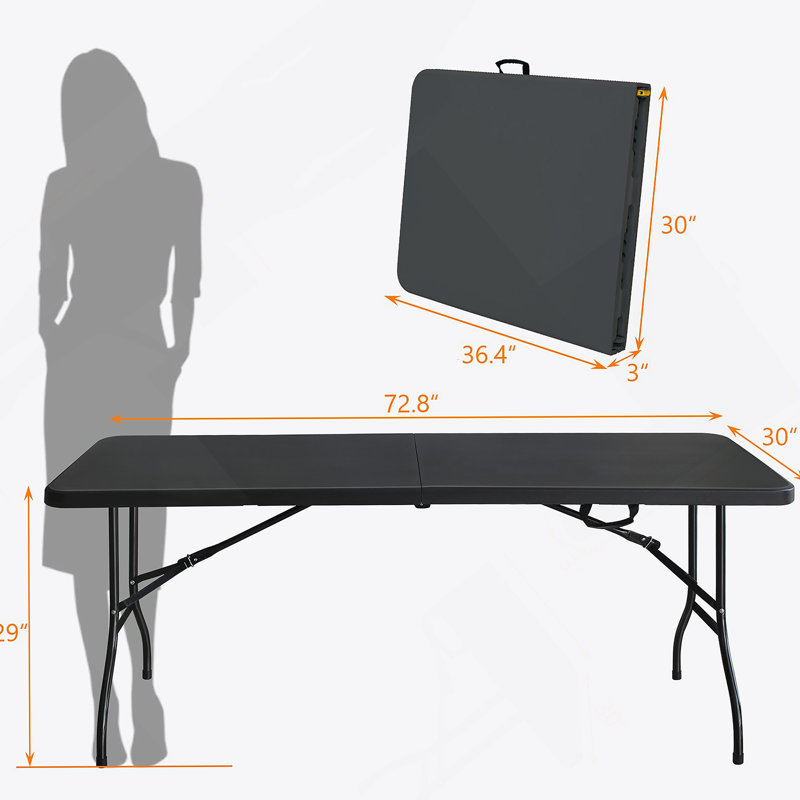 Table pliante 6 pi, table en plastique portative pour le camping, table pliable à forte charge