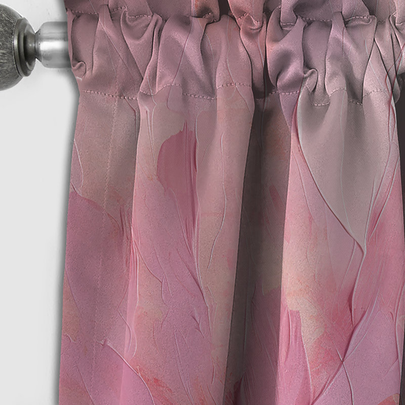 Gold And Pink Minimal Abstract River - Fuchsia Velvet Blackout Floral Curtain - 1 Panel, 52" W x 63" L