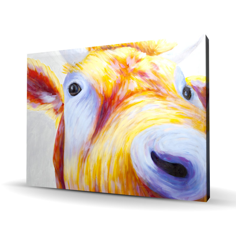 Gros plan d'une vache de campagne colorée - Toile pour la décoration intérieure