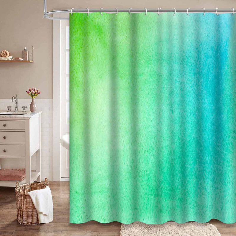 Rideau de douche abstrait aquarelle abstraite dégradé bleu avec 12 crochets, L 72 po x l 78 po