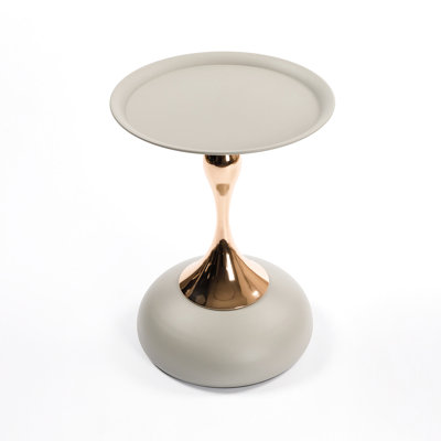 Metal Pedestal Table - Tail Inspired Living Room Design Coffee Table, Side Minimalist For Bedroom, Matte Gray Finish