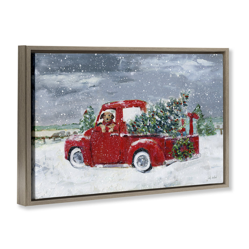 Cadre flottant K9 Christmas Time, design par Sally Swatland, H 21 po x l 31 po, Cadre flottant orme Montalcino