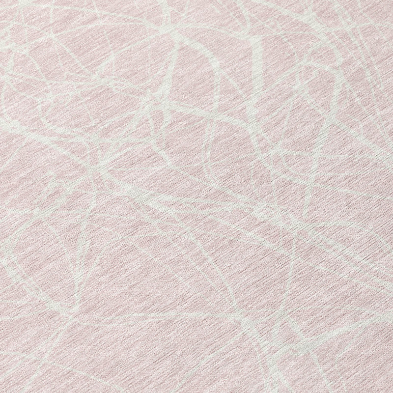 Tapis moderne intérieur / extérieur lavable à la machine ACN2826, Rose, Rond 8 pi