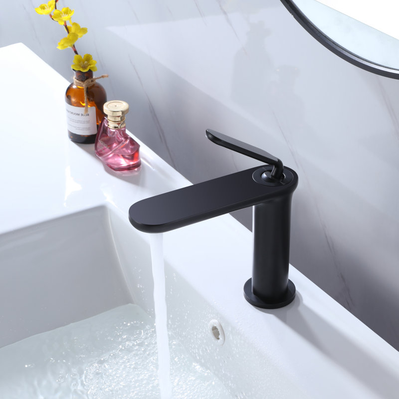 Robinet de lavabo vasque moderne à poignée simple 5 po de hauteur, Matte Black