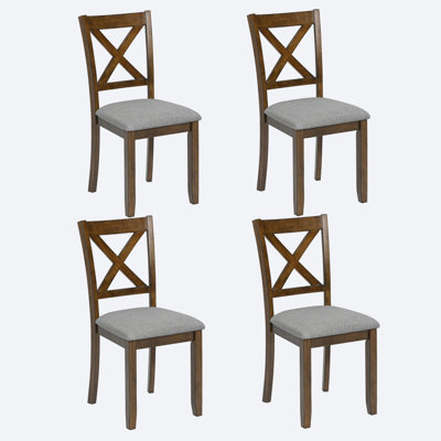 Chaises de salle à manger seulement, ensemble de 4 chaises de salle à manger en bois, chaise de cuisine avec siège rembourré, chaise d'appoint rembourrée pour salle à manger, salon, noyer