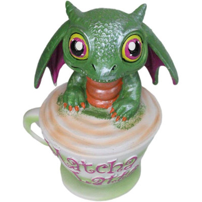 Ruth Thompson Artisan Matcha With Maeve Drake Wyrmling Dragon In Cup Figurine