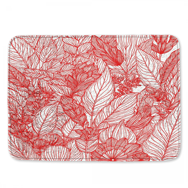Tapis de bain Floral Line Art Illustration, L 24 po x L 17 po