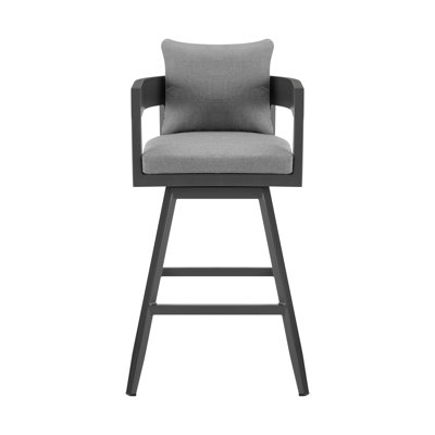 Tabouret de comptoir pivotant pour l'extérieur en aluminium avec coussins gris Volker