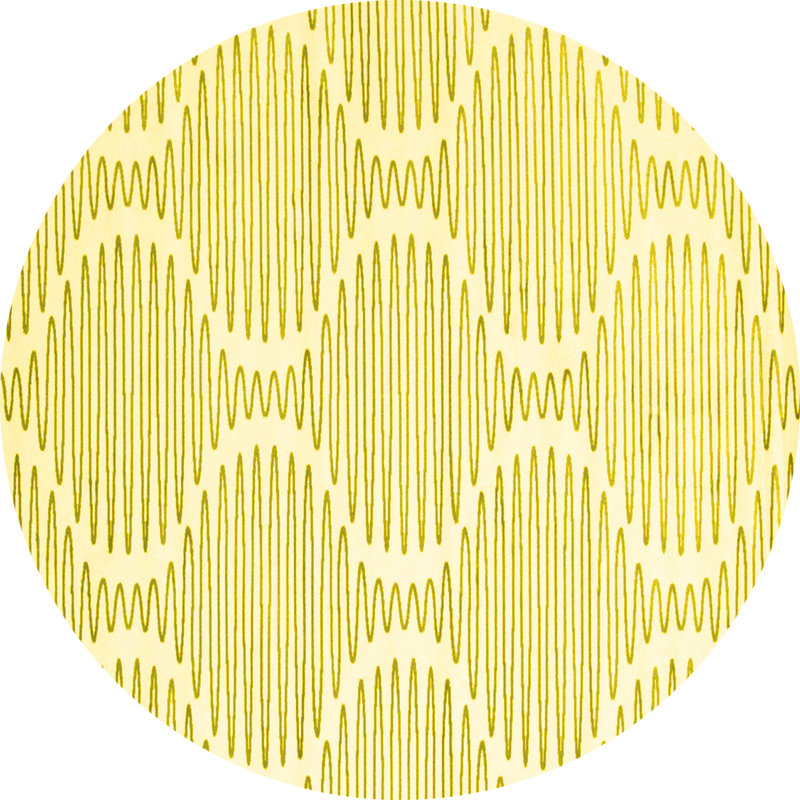 Tapis contemporains jaunes lavables à la machine 565, Rond 3 pi
