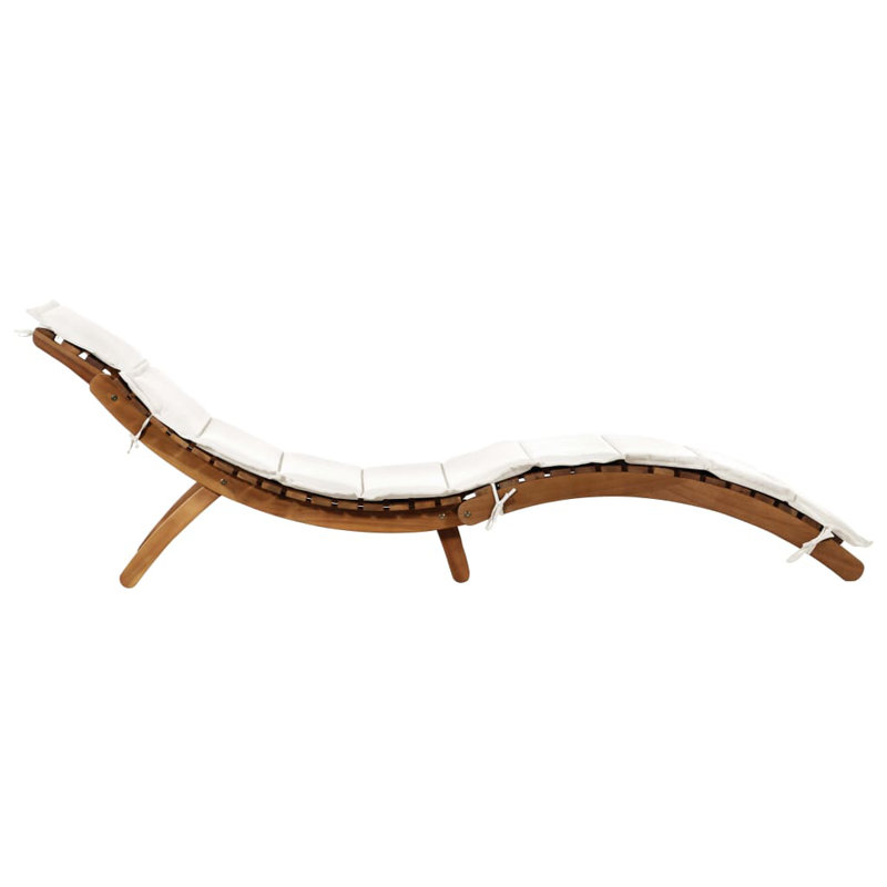 Chaise longue d'extérieur en acacia Elebash, Blanc crème