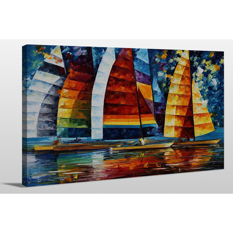 « sea regatta » par» leonid afremov,, reproduction d’art sur toile tendue, H 36 po x l 60 po x P 1,5 po