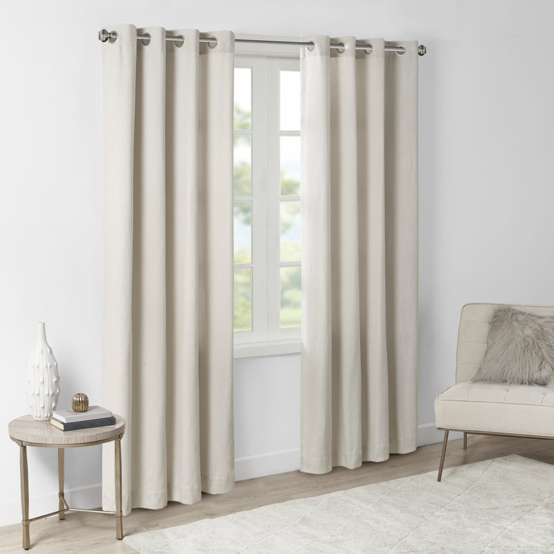 Englewood Polyester Solid Piece Dyed Grommet Top Single Curtain Panel, 50" W x 84" L, Natural
