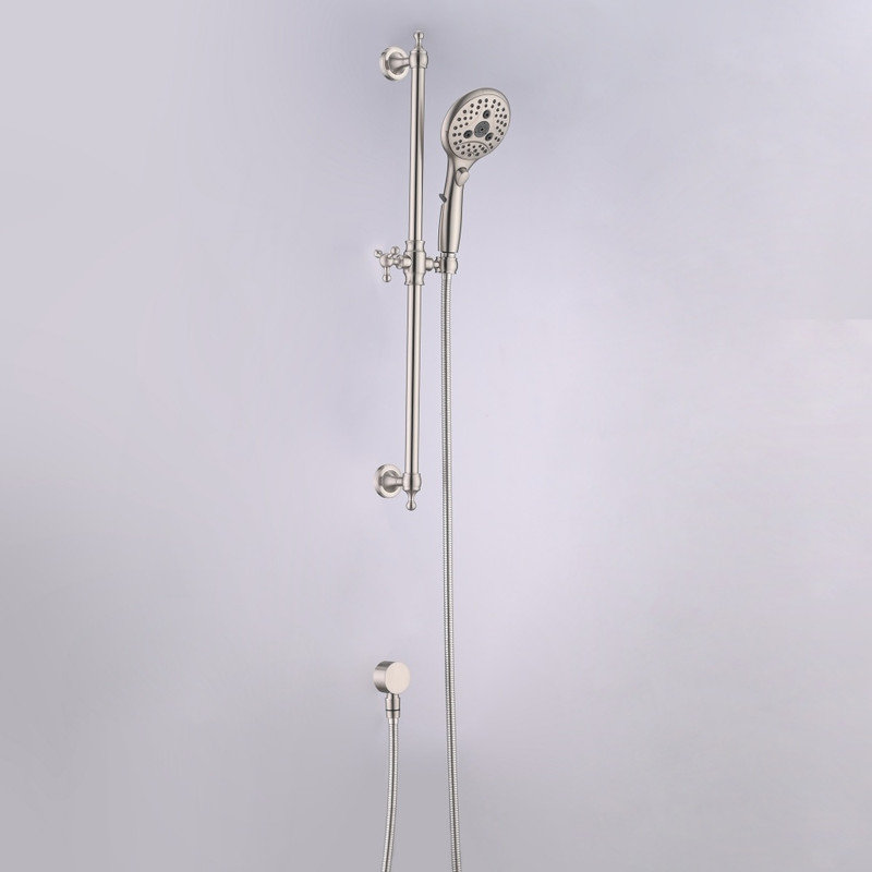 Handheld Shower Head Combo with 26.18 Inch Slide Bar, 6 Spray Modes and Pause Switch, Brushed Nickel