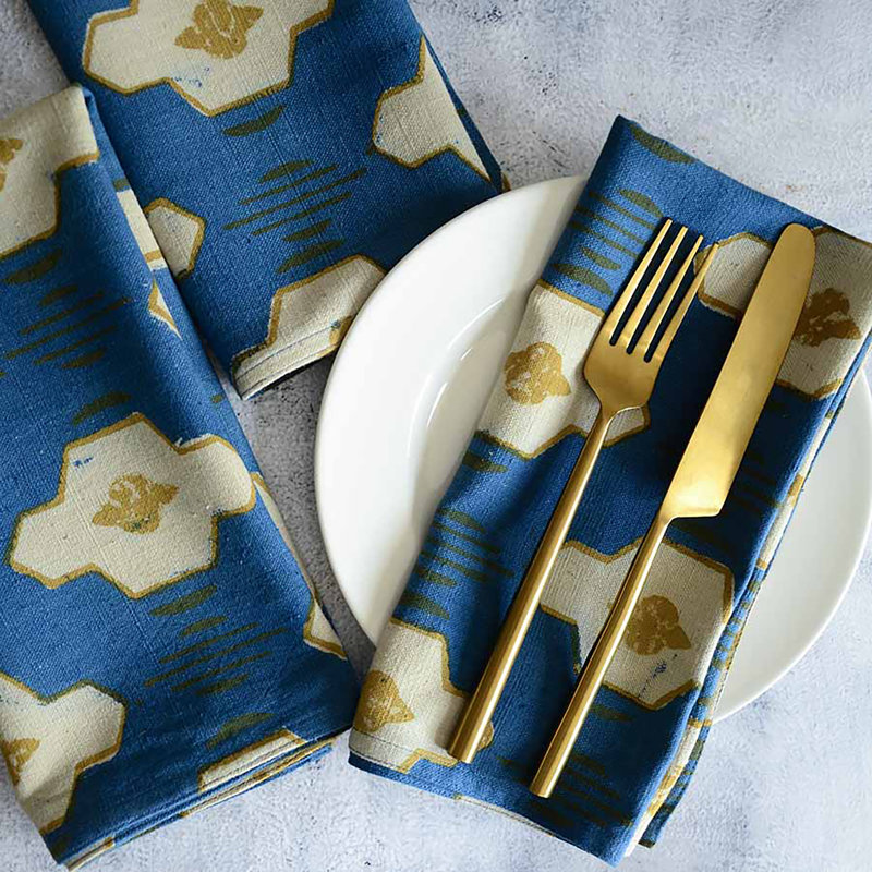 Modern Block Print Cloth Napkins