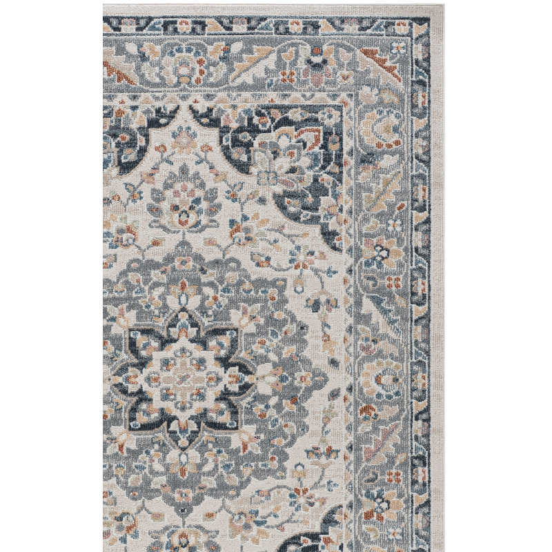 Hults Washable 204 Area Rug in Beige/Gray/Navy, Runner 2'2" x 8'