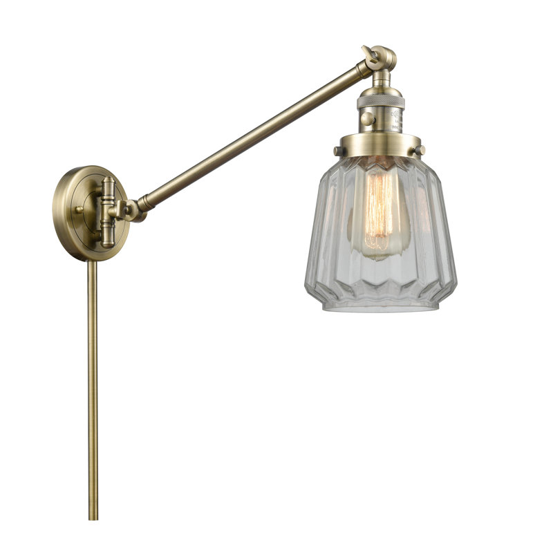 Vinson Swing Arm Sconce, Antique Brass, Clear, Incandescent