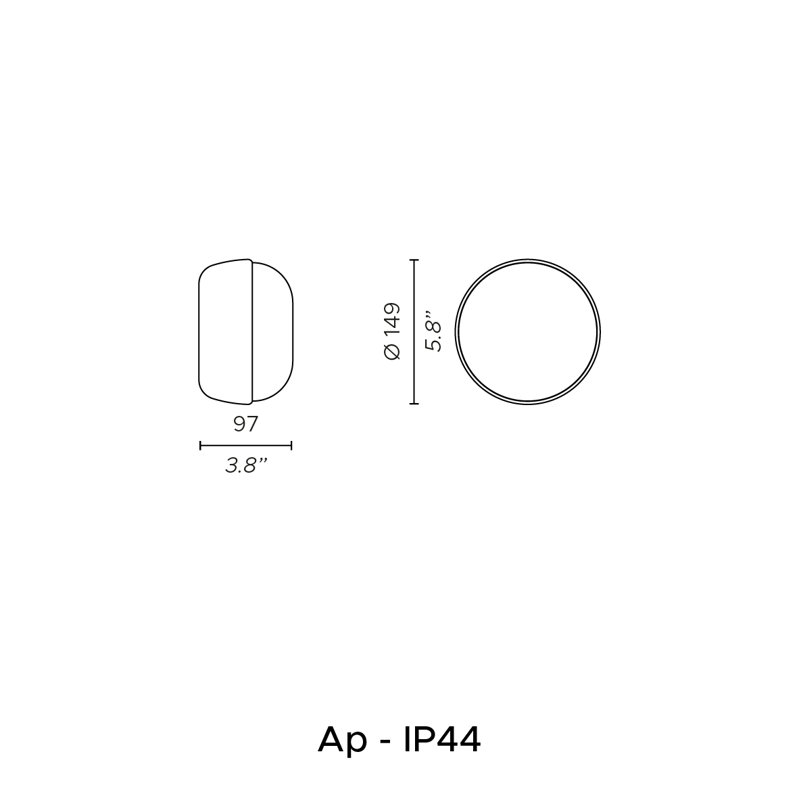 Kiki Round Aluminum Flush Mounted Sconce, Anthracite