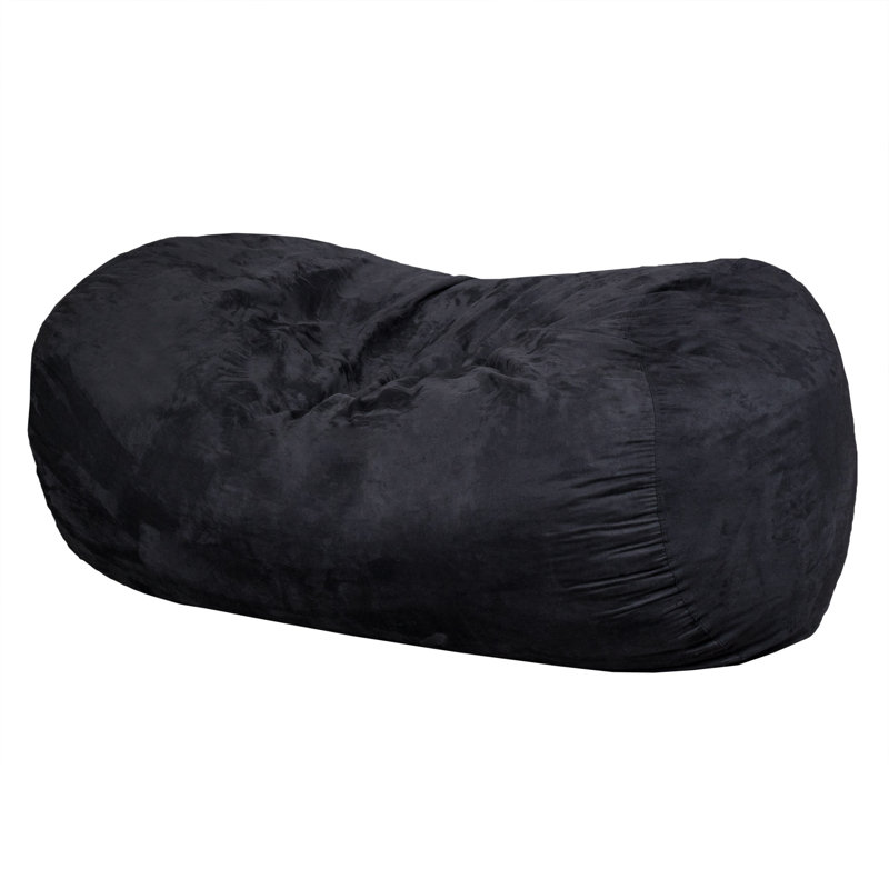 Fauteuil à billes cylindrique en suède de 6,5 pieds Lara, noir, Microfibre / microsuède noir