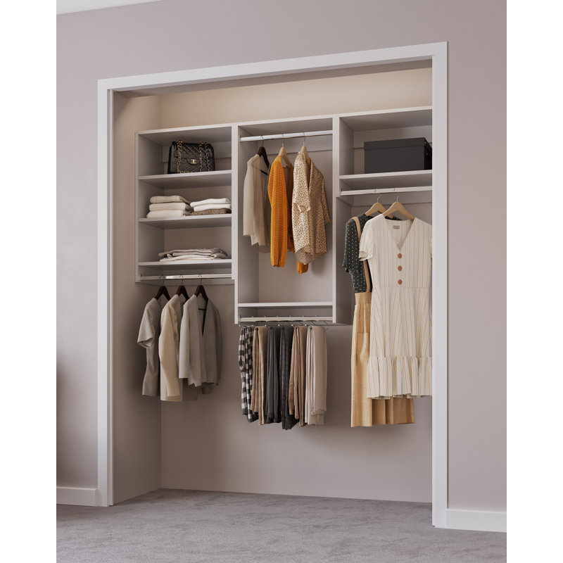 Modular Closets Closet System Walk-In Sets with 3 Hanging unit and Shelves, 84" H x 82.5" W x 14" D