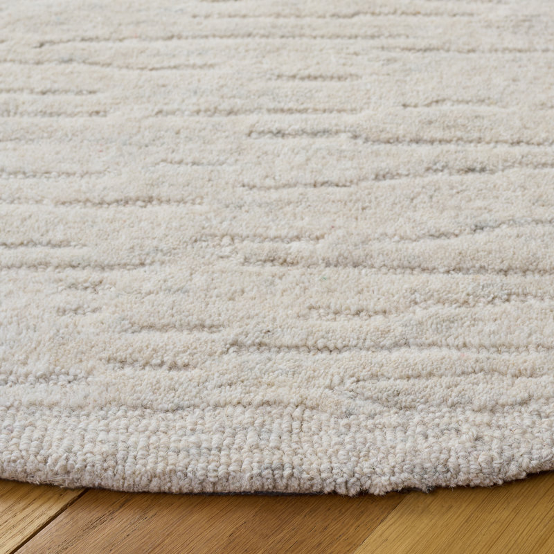 Ebony Hand Tufted Wool;Cotton Solid Color Rug, Round 6'