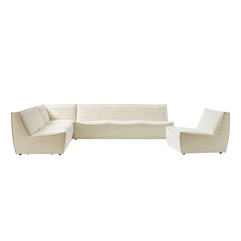  Canapé modulaire moderne l 118,5 po Jacinto, Mélange de polyester ivoire